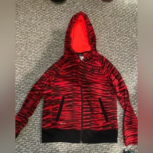 Boys M nike KD hoodie zip up red and black